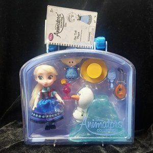 DISNEY Store ANIMATORS Collection 5" ELSA Mini DOLL PLAY SET w/Case New